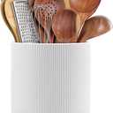 RedCall Kitchen Utensils Holder Large,Ceramic Utensil Organizer for Countertop,Morden Utensil Crock for Spoon Spatula,Home Kitchen Decor (White)