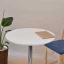 Leopard MDF Round Top Not Adjustable (41 INCHES Height) Bar Table, Pub Table with Silver Leg and Base (White), 23.6 in X 23.6 in X 41 in
