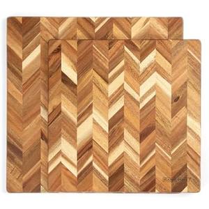 SLATE & ROYCE Herringbone Acacia Wood Cutting Board Set (2-Piece) – Premium Large & Small Charcuterie Boards, Wooden boards for Kitchen Prep & Serving, Perfect Wedding or Housewarming Gift