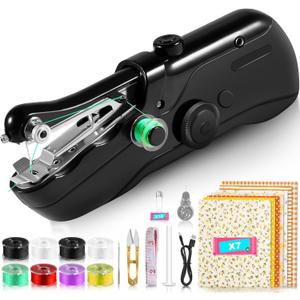 Handheld Sewing Machine, Mini Portable Hand Sewing Machines for Beginners, Quick Stitching & DIY Crafts Electric Small Sewing Machine, Dual Power Complete Sewing Kit for DIY Home Travel (Medium)