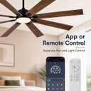 Ceiling Fans with Lights, 72 Inch Brown Indoor Fan with Remote and App Control, Dimmable LED Light, 6 Speeds, Reversible Airflow, Low Noise for Bedroom Living Room Kitchen