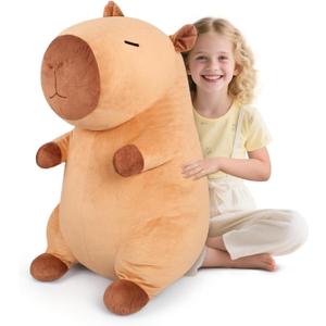 SuzziPals Giant Capybara Plush 30", Jumbo Soft Capybara Stuffed Animal, Giant Plush Toys Hugging Plush for Stress Relief & Cozy at Night, Huge Cuddly Capibara Plushie Gift for Kids Adults