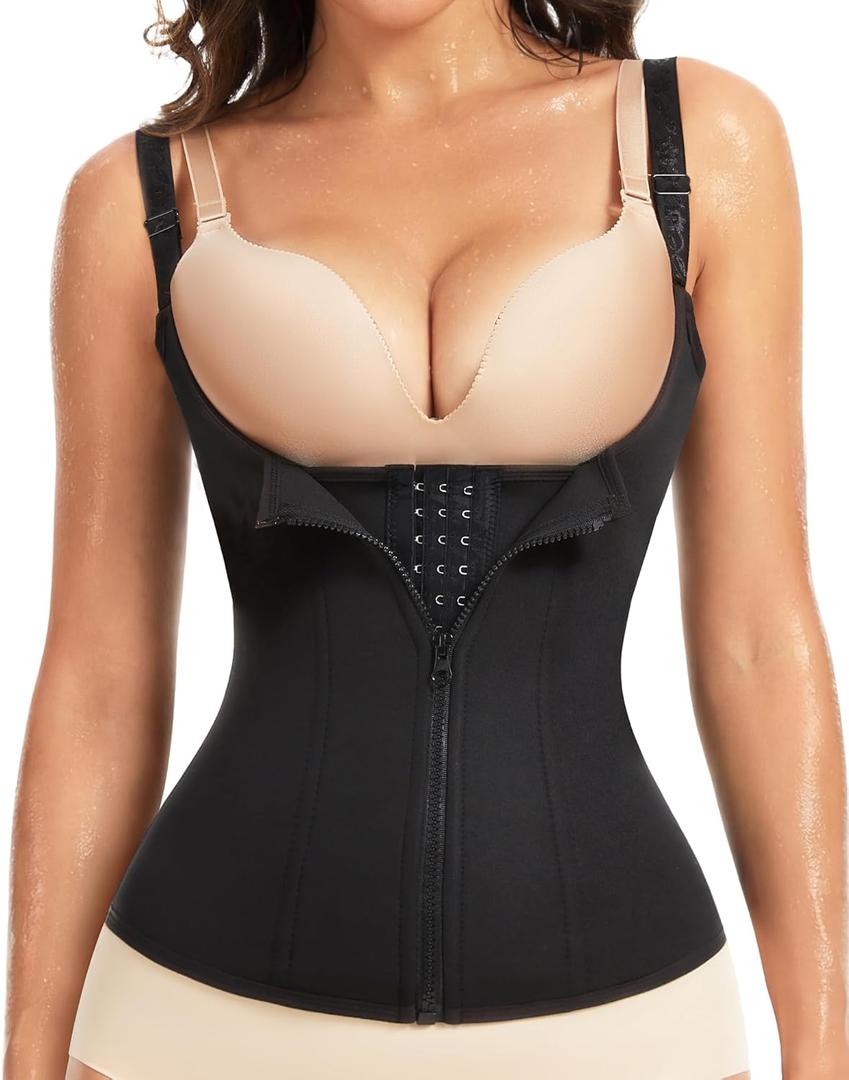 GYDEK Waist Trainer Corset for Women Tummy Control Sport Workout Waist Cincher Zipper Body Shaper Vest with Adjustable Straps Small