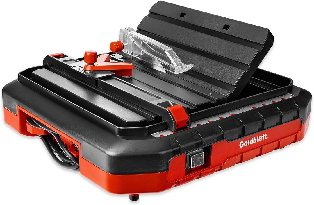 GOLDBLATT 4.5" Wet Tile Saw - Electric Ceramic Tile Cutter with Metal Bracket, Protective Guard, and Diamond Disc, Wet Tile Saw for Precise Cutting, Ceramic, Marble, Slate Tile