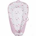 Baby Nest, Baby Lounger, Organic Cotton Lounger for Baby, Reversible Breathable Adjustable Portable - Star Collection (Pink)