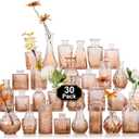Arme Glass Bud Vase Set,30Pcs Small Glass Vase for Flowers, Clear Bud Vase in BulkMini Single Vintage Vase for CenterpieceVases Bulk for Rustic Wedding DecorHome Table Flower Dcor(Amber)
