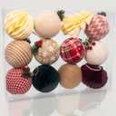 12PCS Rustic Christmas Ornaments Set, 8 Burlap Balls & 4 Paper Honeycomb Ornaments, 3.15" Farmhouse Vintage Holiday Tree Decorations