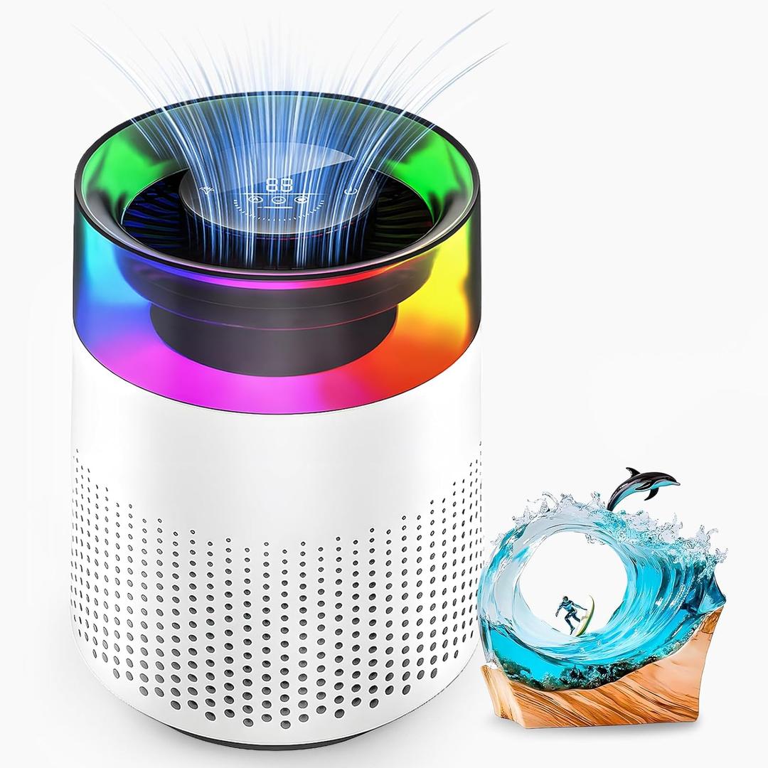 Epoxy Resin air Purifier, with Filter Element Purifier with Night Light Mode, Resin molding and Casting air Filtration System, epoxy Tool Accessories consumables, White