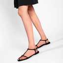 2 x Flat Sandals for Women with Metal Buckle Ankle Strappy Ladies Fashion Slide Sandals Comfortable Summer Open Toe Women Sandals Dressy. (Black)