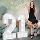 imprsv Marquee Numbers Large 21st-Birthday Decorations: 3ft Light Up Number 21 Birthday Decoration for Women Men Twenty One Year Old Decor Party Backdrop Anniversary Cardboard Big Mosaic Number 21 (White)