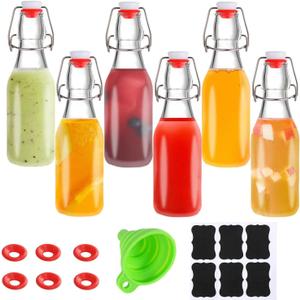 6 Pack 8.5oz Flip Top Glass Bottles,8.5oz swing top glass bottles with airtight lids for Home Brewing,2nd Fermentation,Kombucha,Kefir,Vanilla Extract,Juice,Tea,Beverages,Soda,Oils,Vinegar,Limoncello