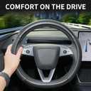 Uxcer Carbon Fiber Leather Steering Wheel Cover for Tesla Model 3/Y 2016-2025 2026 Juniper/Highland, Non-Slip Breathable Steering Wheel Protector for Tesla Model 3/Y Accessories 2026