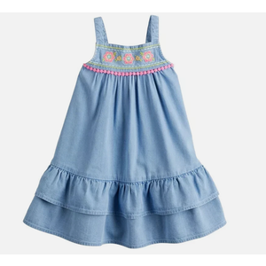 Girls Jumping Beans Dropped Waist Tank Top Dress Blue Jean Chambray 2-7Y