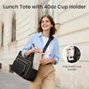 LOVEVOOK Lunch Bag, Tote Bag for Women with Insulated Lunch Compartment, Large Capacity Work Tote fit 15.6 Inch Laptop, Teacher Nurse Bag for Work, Crossbody Bags for Women with Cup Holder, Black