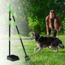 Niubya Pooper Scooper for Dogs, Metal Poop Scooper Tray and Rake Set with Adjustable Long Handle, Dog Pooper Scooper for Pet Waste Removal (Black & Green)