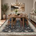 Boho Black Rug for Living Room - Washable 10x12 Area Rug, Dining Room Rugs for Under Table, Soft Low Pile Carpet for Bedroom - Farmhouse Decor, Non-Slip & Stain Resistance