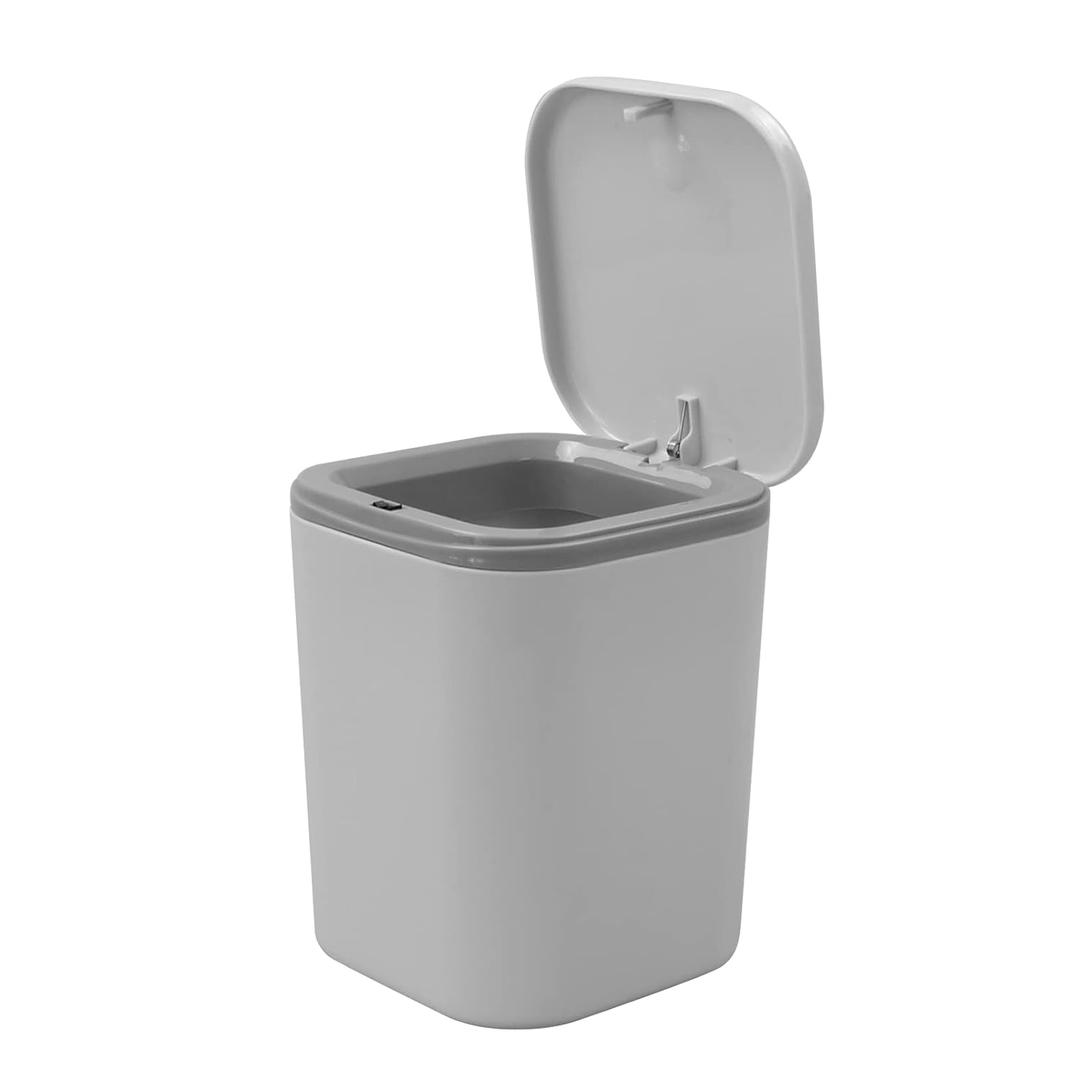 Begale 0.5 Gallon Tiny Plastic Garbage Can, Mini Trash Can with Lid, Gray