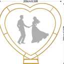 Double Heart Shape Wedding Metal Arch Backdrop Gold Flower Balloon Arbors Stand for Ceremony Birthday Party, Graduation Decorations and Baby Shower