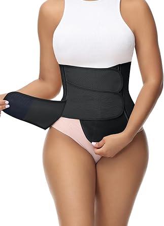 SHAPSHE Waist Trainer for Women Postpartum Recovery Wrap Waist Cincher Corset Shapewear Belly Band XL Black 3 Velcro