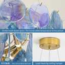 Handcrafted Round 20" Multicolor Glass Blue Crystal Gold Chandelier