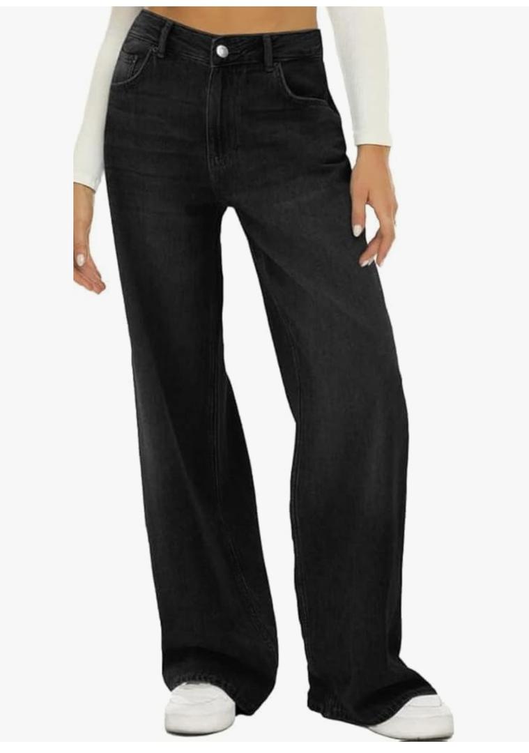 HDLTE Women Wide Leg Jeans High Waist Baggy Jean Loose Boyfriend Jeans Denim Pants Y2K Medium