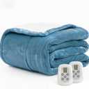 Heated Blanket Electric Blanket Queen Size 84"x90" Fast Heating Electric Blanket with Dual Control 10 Heat Levels & 10 Hours Auto-Off Overheat Protection Cozy Soft Flannel Heated Throw Blanket (Navy)