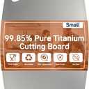 Real 99.85% Pure Titanium Cutting Board Non-Toxic 11.45" x 8.15"- BPA Free, Non-Porous & Durable Kitchen Chopping Board for Meat, Vegetables, Fruits