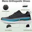 Men's Orthopedic Walking Fashion Sneakers: Breathable Sneakers for Mens, Stability Supportive Walking Shoes for Neuropathy, Cushioned Canvas Shoes for Plantar Fasciitis Black Size 42