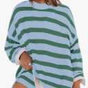 Panadila Womens Striped Sweater Set Oversized Lounge Sets Matching Pajamas Long Sleeve Sweater Top and Shorts XL
