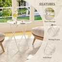 Garden 4 you Folding TV Tray Table, Metal Round Side Table, White Dinner Table with Metal Frame, Modern Outdoor Tray Table for Living Room, Bedroom, Patio & Small Spaces, 2 Packs