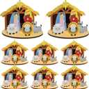 Cinrobiye 6 Set Nativity Scene Wood Art Craft Kit Christian Christmas Party Decorations DIY Religious Jesus House Wooden Tabletop Display for Advent The Birth Party Favor Game Christian Birthday Gift