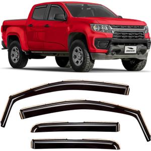 Voron Glass in-Channel Extra Durable Rain Guards for Trucks Chevrolet (Chevy) Colorado/GMC Canyon 2015-2022 Crew Cab, Window Deflectors, Vent Window Visors, 4 Pieces - 220184