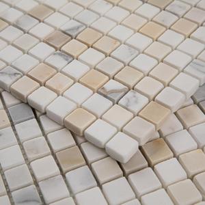 Lovdeco Calacatta Gold Marble Stone 5/8 Inch Square Marble Mosaic Tile for Kitchen Wall Bathroom Shower Floor (5 Sheet, Honed)