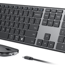 seenda Wireless Bluetooth Keyboard and Mouse Combo, SKM643 Rechargeable Slim Quiet Keyboard Mouse, 3 MultiDevice Connection, Compatible for Windows, Mac, MacBook, iPad, Tablet, Black Gray
