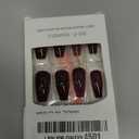 24Pcs Wine Red Press on Nails Medium Square Fake Nails 3D Embossed Floral Nail Art Retro Acrylic Nails Romantic Craft False Nail Full Cover Glue on Nail for Valentine's Women Manicure
