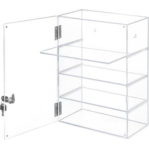 Acrylic Display Case with Lock Acrylic Storage Chest for Figures, Collectibles, Jewelry, Expensive Items & More Secure and Organized Storage (3.7" Adjustable)