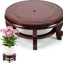 10 Inch Wooden Plant Stand Indoor Chinese Vase Fishbowl Display Stands Round Asian Style Wood Tall Planter Display for Home Indoor Plants Outdoor Decoration