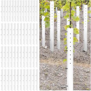 Pushglossy 20 Pack 60 Inch Tree Seedling Sapling Grow Tube Standard Vented Seedling Protectors Split Tree Grow Protector with Releasable Zip Ties Plant Shelter for Trunk Against Deer Rodent
