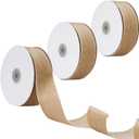 Sea Team 10 Yards Velvet Ribbon Spool for Christmas Tree, Wreath, Garland, Art Crafts, Bouquets, Seasonal Decorations, Beige (1 1/2'' Wide, 3-Pack)