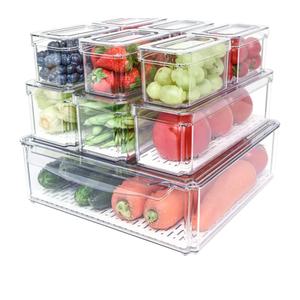POMEAT 10 Pack Fridge Organizer, Stackable Refrigerator Organizer Bins with Lids, Produce Fruit Storage Containers for Storage Clear for Food, Drinks, Vegetable Storage