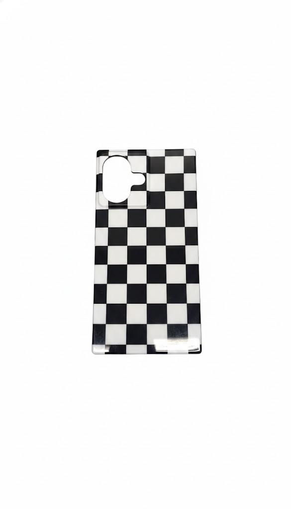 Rectangle Checkered Phone Case for iPhone 13 Black White Grids Plaid Checkerboard Slim Soft Classic Trunk Design Strong Shockproof Protective Checker Cover for iPhone 13 6.1"