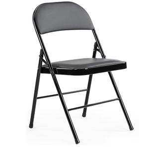 Sweetcrispy Folding Chair 2 Pack, Leather Padded Folding Chairs, Sturdy Metal Foldable Chairs, Easy to Use and Store, Outdoor and Indoor, for Home, Office, Party, Comfy, Black