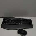 Wireless Keyboard and Mouse Combo, 2.4G Full Size Wave Keys Ergonomic Keyboard with Wrist Rest and 3-Level DPI Adjustable Wireless Ergonomic Mouse for Windows, Mac OS Desktop/Laptop/PC(Black)