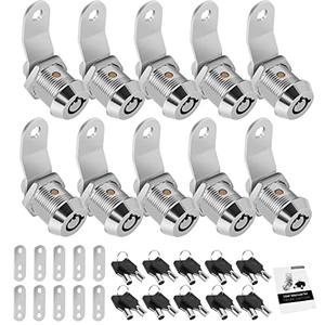10 Pack Tool Box Lock with Keys, 5/8" Cabinet Lock Cam Lock Keyed Alike, Toolbox Lock Replacement Lock for Mailbox RV Storage Door with Manual, Zinc Alloy (10Pack，5/8 Inch)