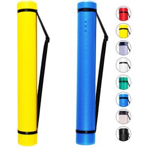 2-Pack Extendable Poster Tubes Expand from 24.5 to 40 with Shoulder Strap | Carry Documents, Blueprints, Drawings and Art | Blue and Yellow Portable Durable Round Storage Cases with Lids and Labels, large