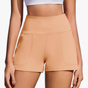 PINSPARK Workout Shorts Women Wide Leg Athletic Shorts High Waisted Yoga Shorts Tummy Control Gym Short with Pockets, XL, Orange Color