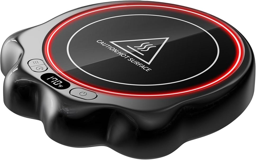 Gaiatop Mug Warmer, 50W Cute Cat Paw Cup Warmers, 3 Temp Settings, 2-10H Auto Shut Off, Coffee Accessories Keep Beverage Hot for Desk and Home, Heated Plate Stocking Stuffers for Tea Candle Black