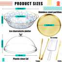 Baderke 11.8" Chilled Serving Tray for Parties with Compartments and lid Ice Chilled Party Platter Charcuterie Serving Board Cold Dish Dip for Fruit Seafood Vegetable Shrimp Cocktail (Gold,2 Pcs)