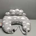 Nursing Pillow  Breastfeeding Pillows with Security Fence for Enhanced Support & Comfort  Removable Cotton Cover, Adjustable Waist Strap, Newborn Essentials Must Haves Baby Registry Search (Clouds)