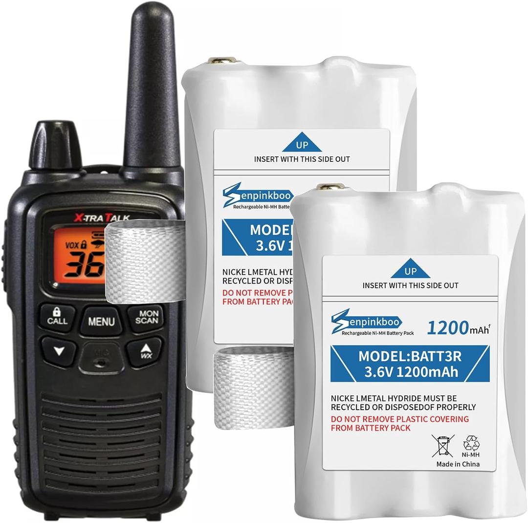 2 Pack BATT3R Battery AVP14 Replacement Upgraded 1200mAh for Midland BATT-3R LXT600 LXT630 LXT630X3 LXT633 T50 T60 T51 T61 T55 T65 X-Talker Walkie-Talkie Radios Battery 3.6V